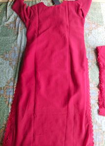 Elegant Red Embroidered Kurta Set
