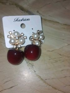 Cute Cherry Pearl Dangle Earrings