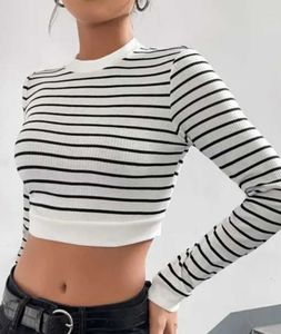 Striped Long Sleeve Crop Top