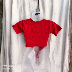Red Crop Top with Dancer Graphic