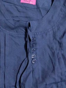 Navy Blue Gathered Neck Top