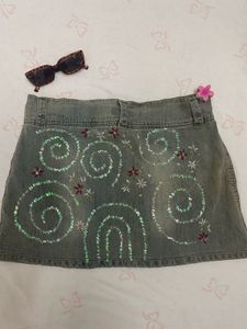 Alfredo Venini Beaded Embroidered Mini skirt y2k