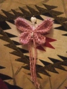 Handmade crochet butterfly keychain