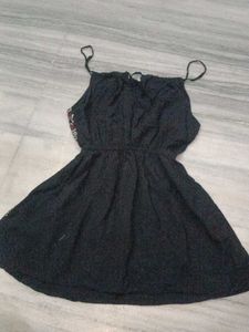 Boho Embroidered Black Mini Dress