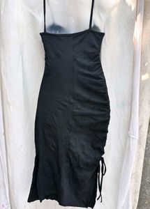 I. Black Ruched Spaghetti Strap Dress
