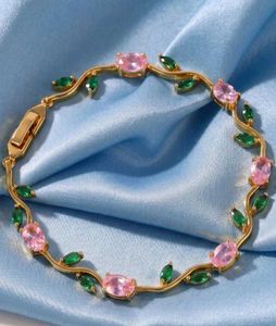 Anouk brand Chic Pink & Green Gemstone Bracelet