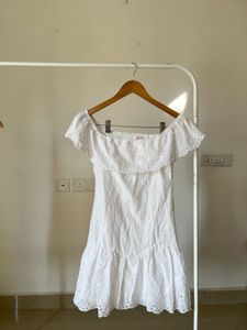 Off-Shoulder White  Broderie MINI Dress
