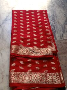 Vibrant Red Banarasi Silk Saree