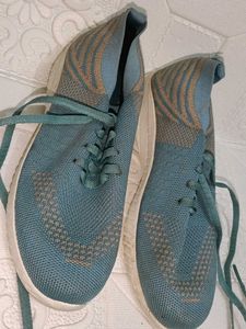 Teal Knit Lace-Up Sneakers