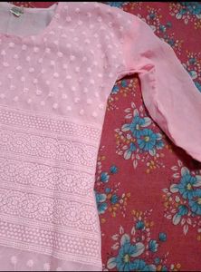 Elegant Pink Chikankari Kurta