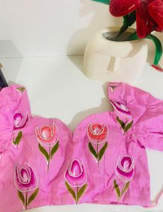 Pink Tulip Embroidered Blouse