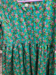 Floral Print Green Dress
