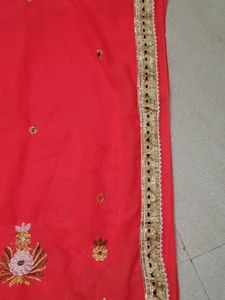 Redish + Orangish Beatiful Simple Saree