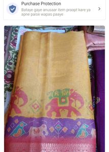 Yellow Saree with Elephant Print