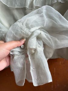 Sheer Sleeve Ruffle Top