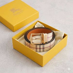 *BURBERRY MENS LEATHER BELT**REVERSIBLE*WD BOX