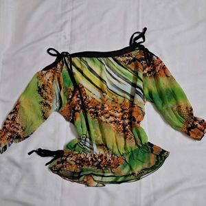 Y2k Vintage 2000s Forest Fairy Cold Shoulder Top