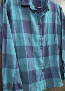 Stylish Blue &amp; Teal Plaid Long Sleeve Shirt