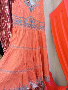 Orange Tiered Midi Dress