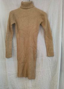 Tan Ribbed Knit Mini Dress