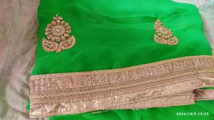 Vibrant Green Embroidered Saree