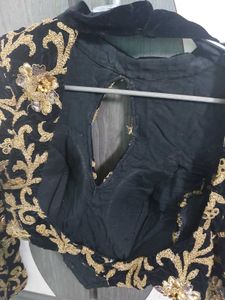Heavily embroidered Black Velvet Blouse