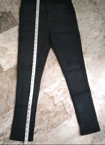 Jet Black Cotton Denim Jeans For Girls 👖
