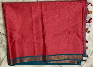 Premium Pink Silk Blend Saree | Designer Border