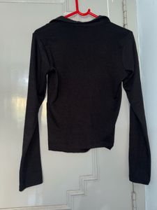 Classic Black Long Sleeve Polo Top
