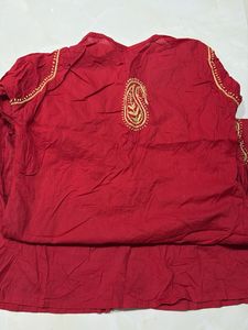 Red Chikankari Kurta
