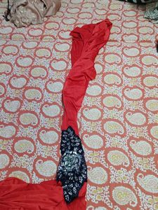 Red Ready to wear saree with violet colour Blouse