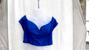64209. Royal Blue Off-Shoulder Crop Top