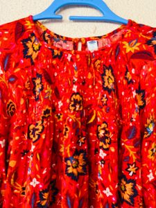 Boho Red Floral Print Kurta