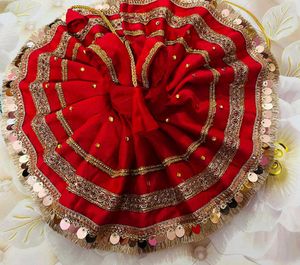 Red &amp; Gold Laddu Gopal Fancy Dress Size 5'6'7