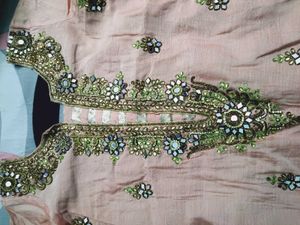 Peach kurti with pearls