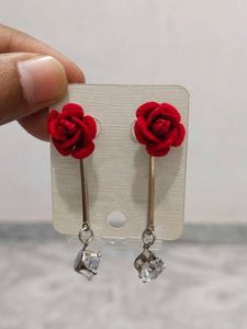 Red Rose Drop Earrings