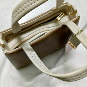 Stylish Brown &amp; Cream Clutch Bag