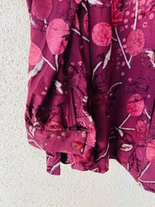 Floral Print Burgundy Blouse
