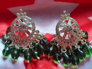 Elegant Green Stone Jhumka Earrings