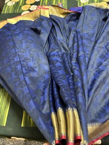 Elegant Blue Saree with Gold Border