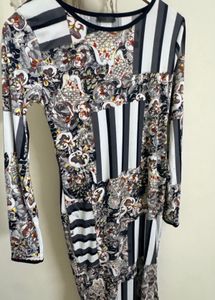 Patchwork Print Long Sleeve Dress