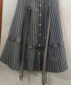 ❗ Price Drop ❗Stripped Blue Long Vest with Collor