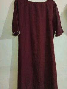 Fiorra Coffee Brown A Line Polyester Kurti