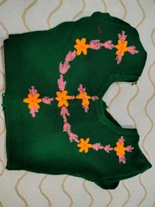 Green Knitted Floral blouse