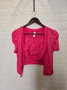Girls Pink Cropped Shrug