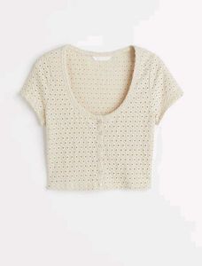 H&M Beige Fitted Crop Top