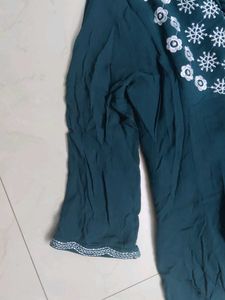 Embroidered Teal Top