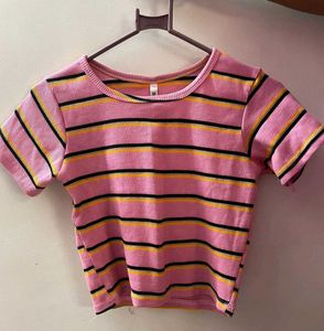 Striped Pink Crop Top