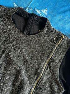 Sparkly Black Sheer Sleeve Top