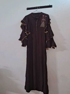 Elegant Brown Ruffle Sleeve Dress🤎